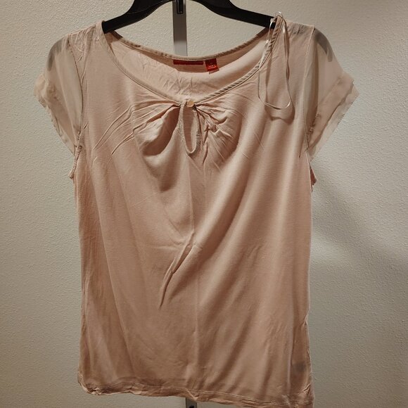 ELLE Women's Short Sleeve Top Size Medium Rayon Polyester - Picture 1 of 13